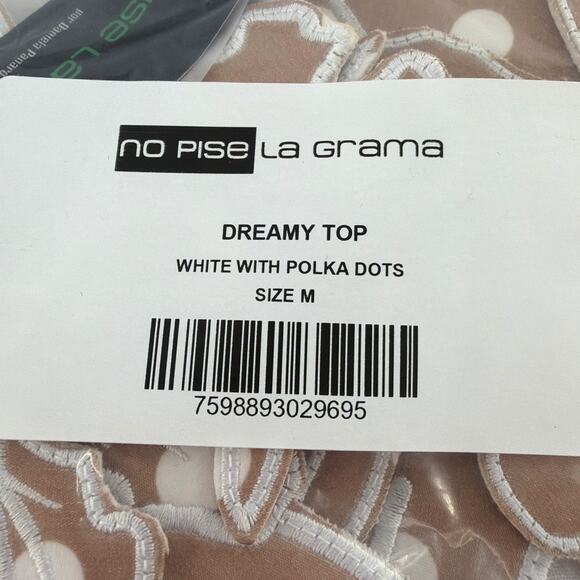 No Pise La Grama Women's White Polka Dots Dreamy Top Size M - Picture 3 of 11